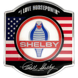 Shelby Cobra Medallion Logo Car Decal - Classic Red, White and Blue Symbol with US Flag