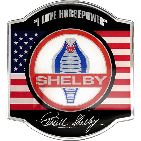 Shelby Cobra Medallion Logo Car Decal - Classic Red, White and Blue Symbol with US Flag