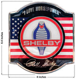 Shelby Cobra Medallion Logo Car Decal - Classic Red, White and Blue Symbol with US Flag