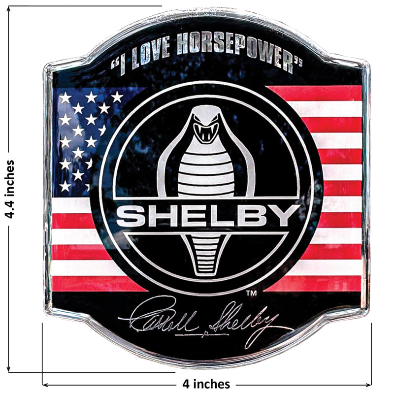 Shelby Cobra Medallion Logo Car Decal - Classic Black and White Symbol with US Flag